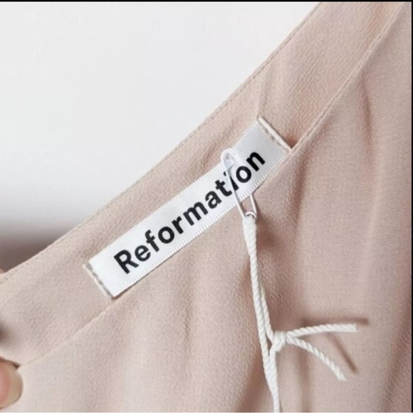 Reformation Evelyn One Shoulder Slit Maxi Dress Gown in Champagne Size 2 NWT - Picture 7 of 9